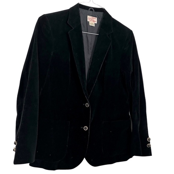 Dillard’s 900 West Jackets & Blazers - Dillard’s 900 West Blazer Vintage Black Velvet Preppy Old Money Romantic Sz 14